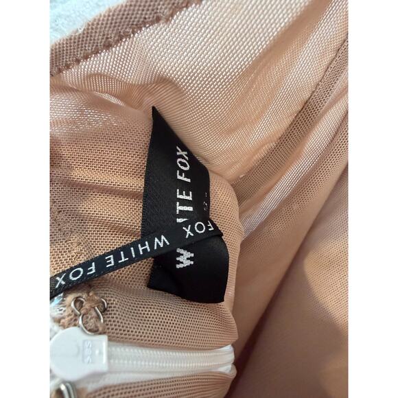 White Fox Formal Sequin Maxi Dress Size SM Pearl Colored Adjustable Tie Back - Picture 4 of 6